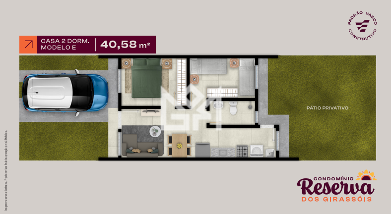 Casa com 2 quartos à venda, 40,58m² - Fazenda Esperança - Cachoeirinha: 