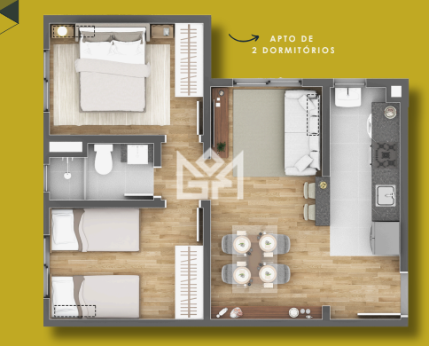 Apartamento com 2 quartos à venda, 45,44m² - Parque Primavera - Esteio: 