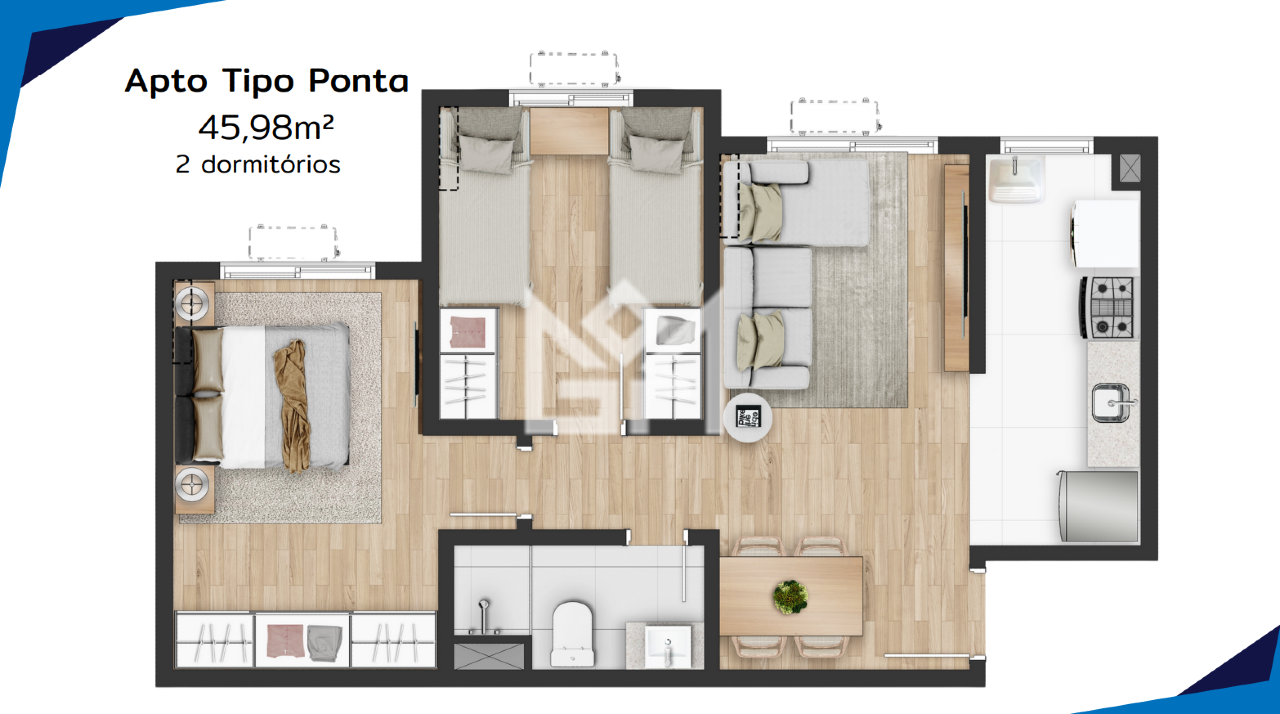 Apartamento com 2 quartos à venda, 45,98m² - Santo André - São Leopoldo: 