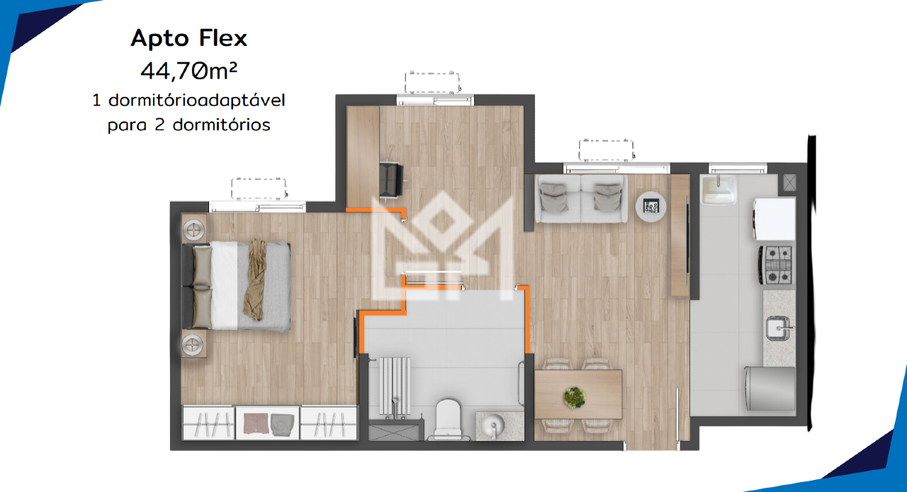 Apartamento com 1 quarto à venda, 44,7m² - Santo André - São Leopoldo: 