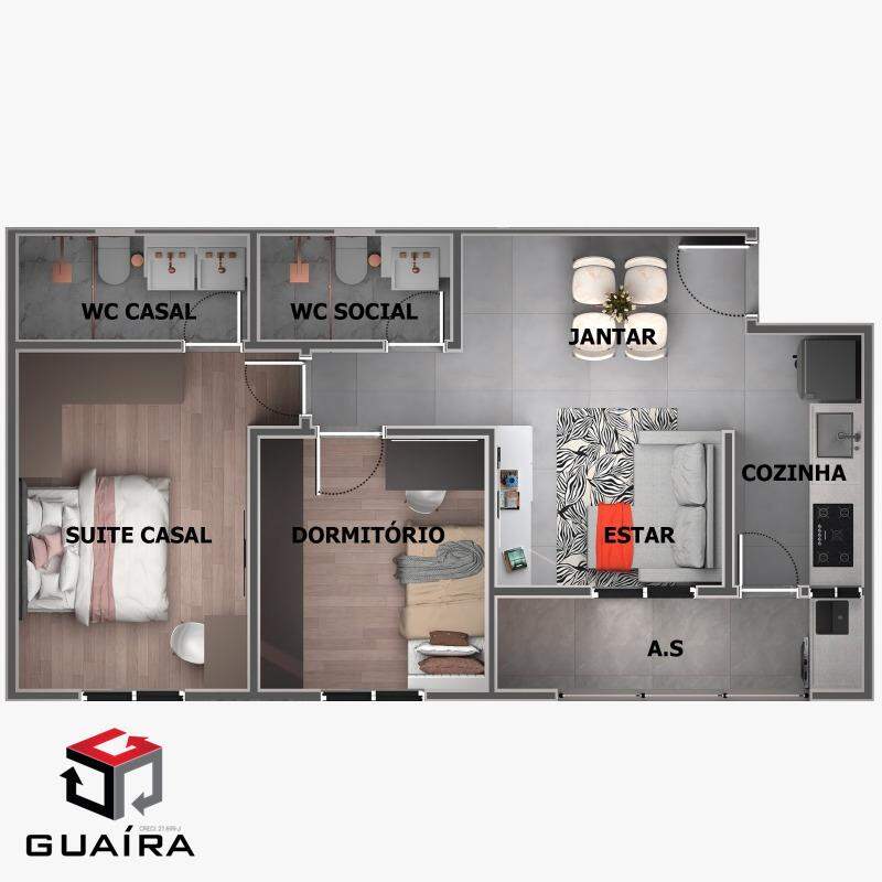 Apartamento à venda com 2 quartos, 54m² - Foto 1