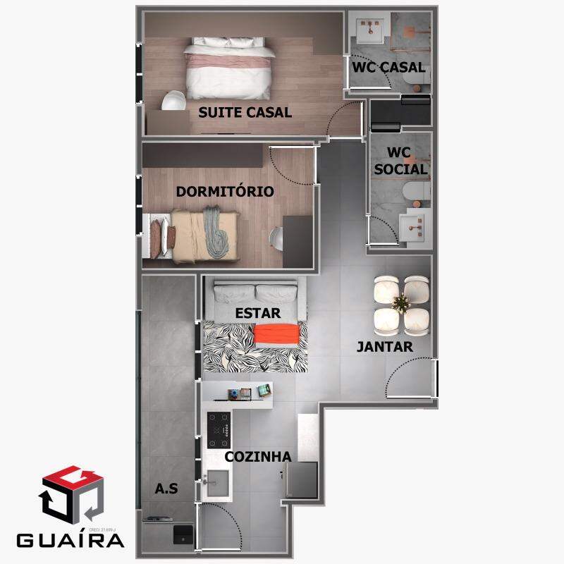 Apartamento à venda com 2 quartos, 54m² - Foto 2