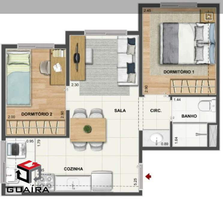 Apartamento à venda com 2 quartos, 38m² - Foto 2