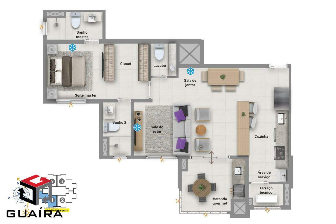 Apartamento à venda com 2 quartos, 72m² - Foto 3