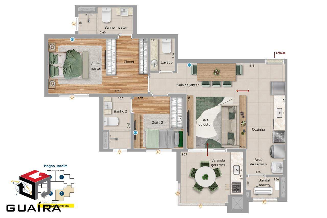 Apartamento à venda com 2 quartos, 72m² - Foto 2