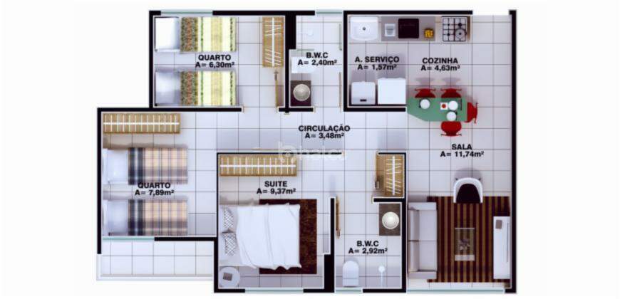 Apartamento à venda com 2 quartos, 51m² - Foto 5