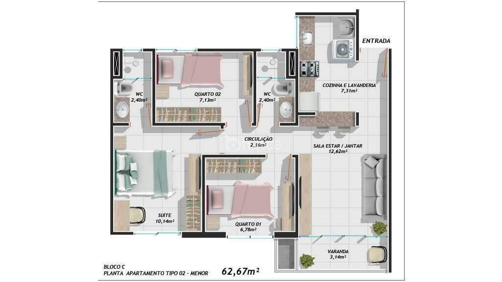 Apartamento à venda com 3 quartos, 63m² - Foto 7