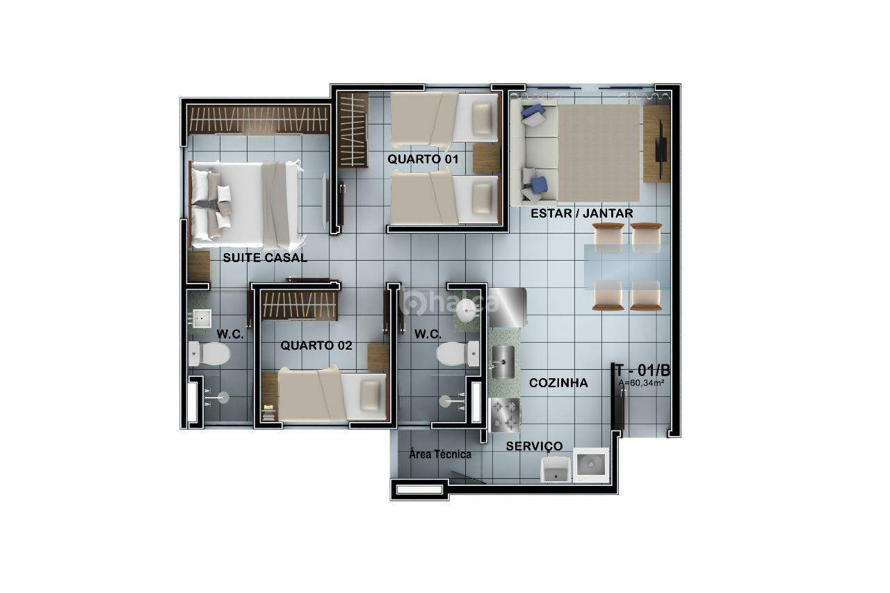 Apartamento à venda com 2 quartos, 46m² - Foto 7