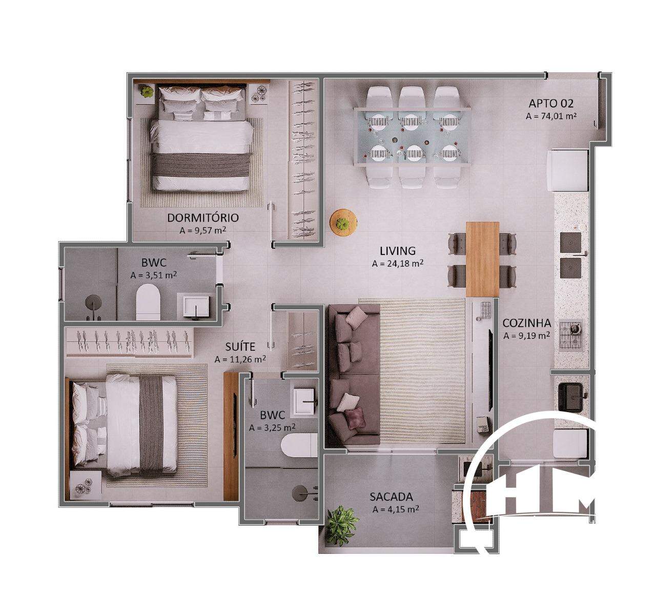 Apartamento à venda no Praia Brava de Itajaí: 
