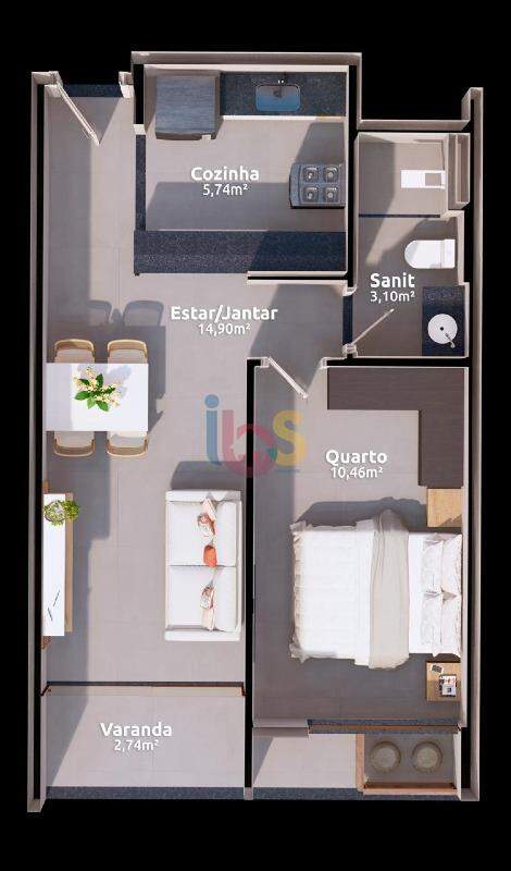 Apartamento à venda com 1 quarto, 37m² - Foto 5