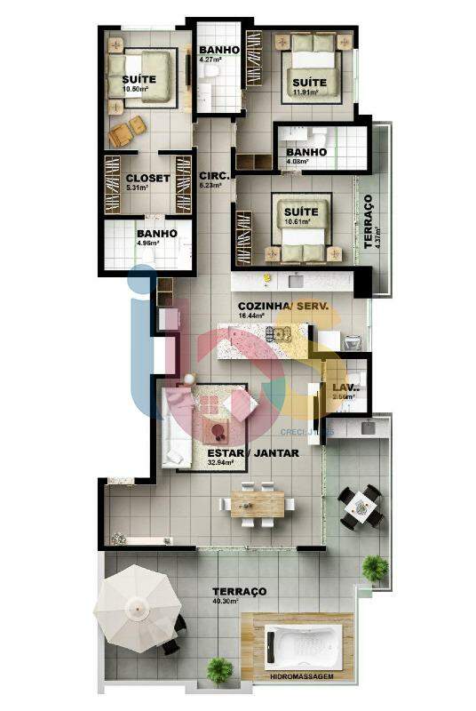 Apartamento à venda com 3 quartos, 153m² - Foto 6