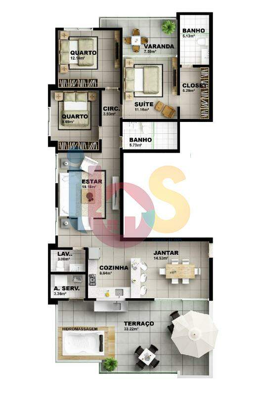 Apartamento à venda com 3 quartos, 153m² - Foto 9