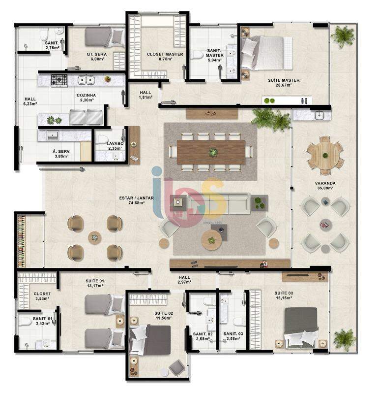 Apartamento à venda com 3 quartos, 134m² - Foto 15