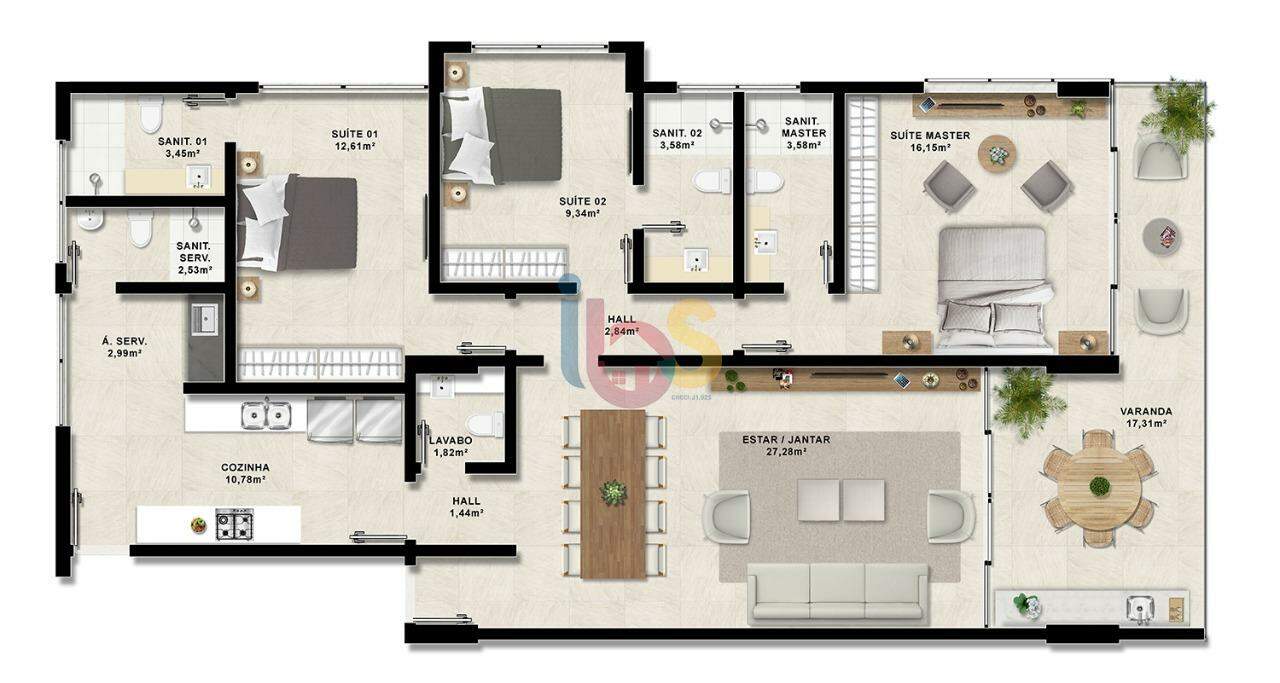 Apartamento à venda com 3 quartos, 134m² - Foto 17