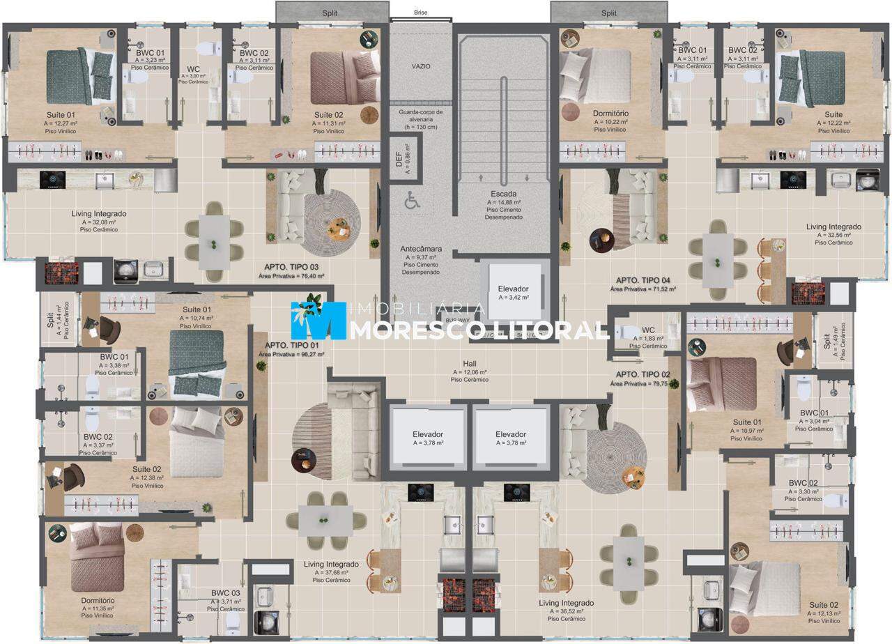 Apartamento à venda no Balneário Perequê: PLANTAS DOS APARTAMENTOS