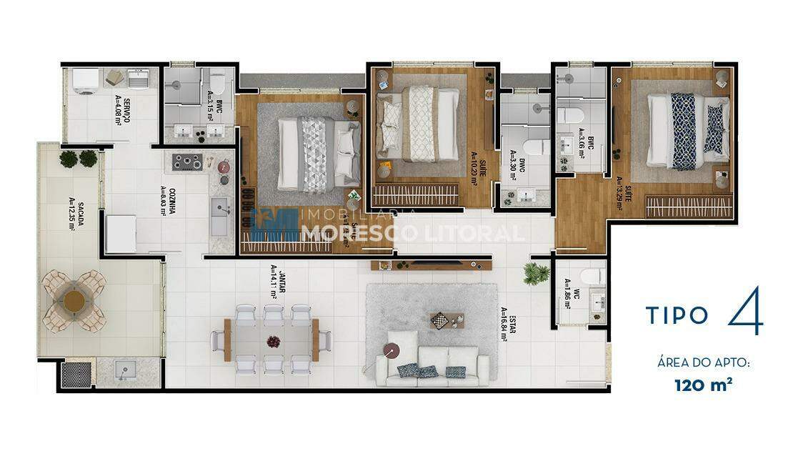 Apartamento à venda no Meia Praia: PLANTA DO APARTAMENTO