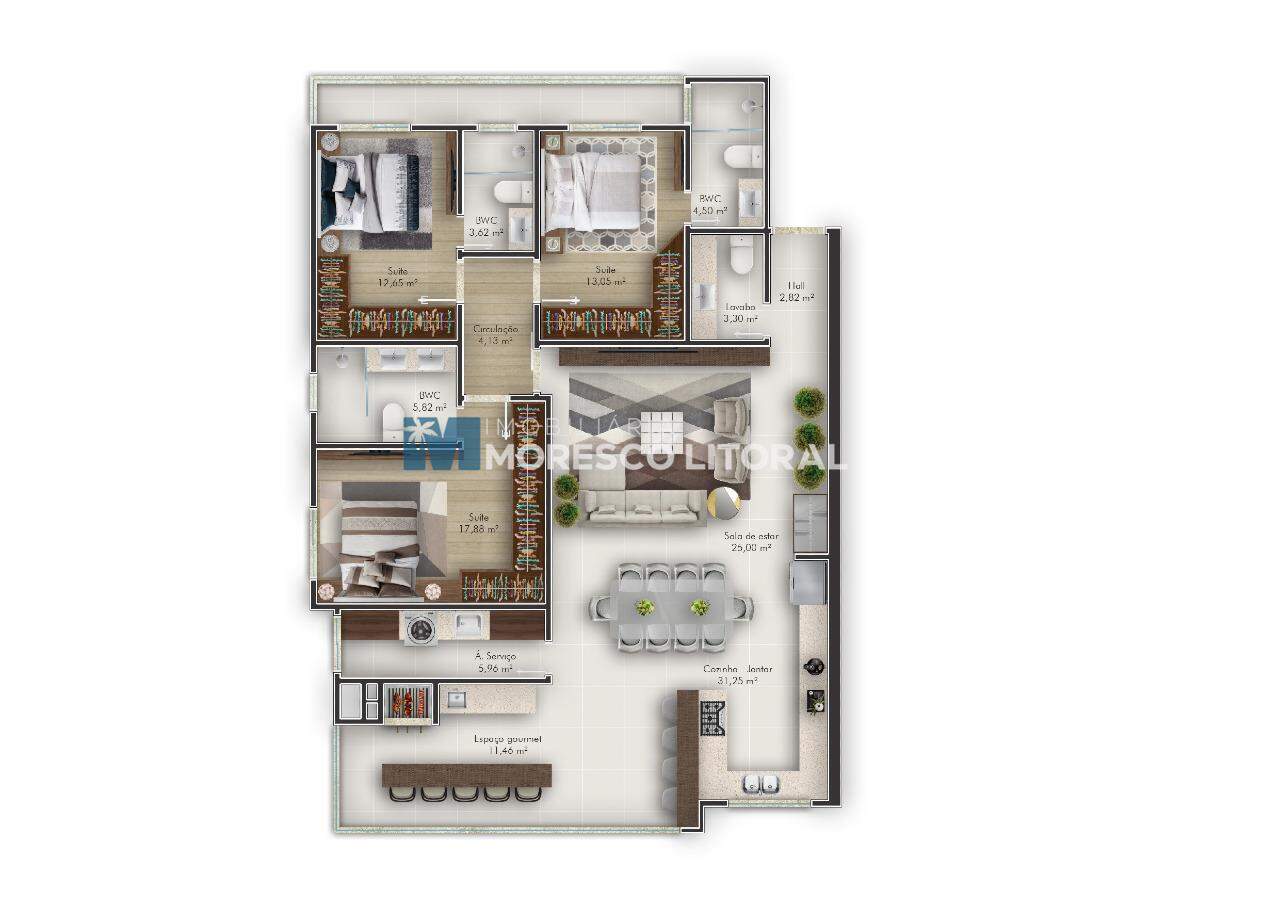 Apartamento à venda no Balneário Perequê: Planta do Apartamento