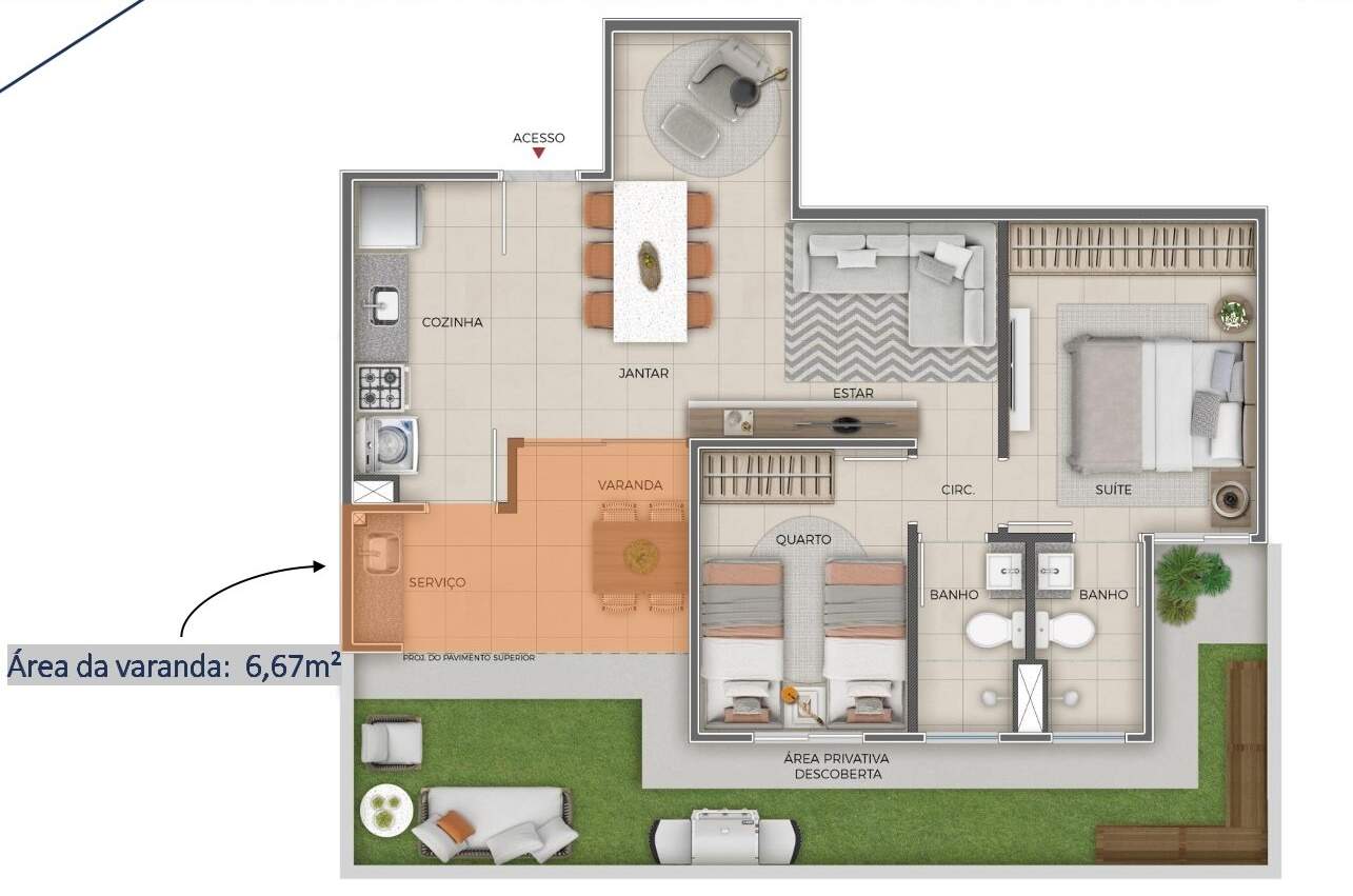 Apartamento à venda com 2 quartos, 59m² - Foto 3