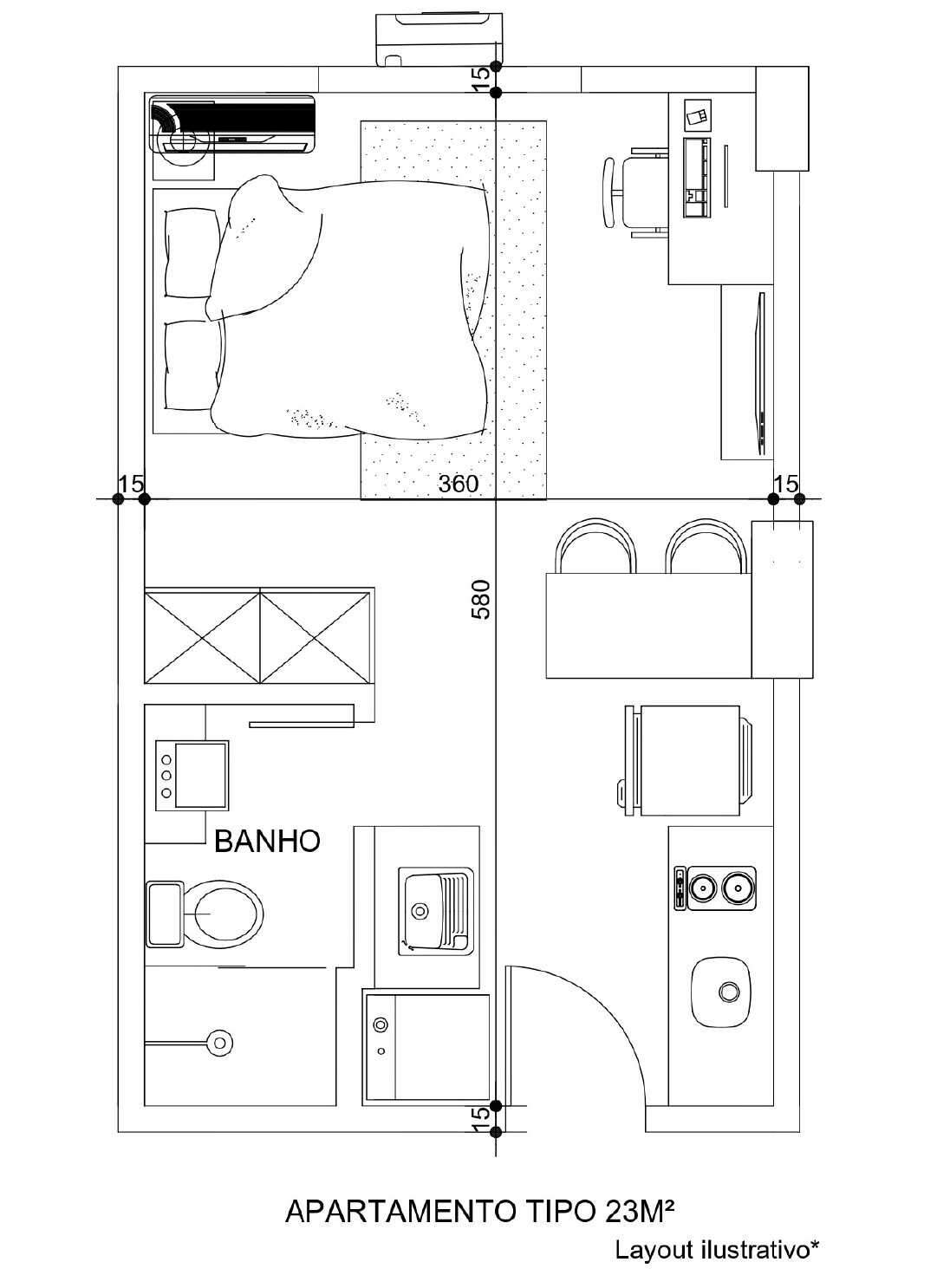 Flat/Apart Hotel à venda com 1 quarto, 23m² - Foto 2