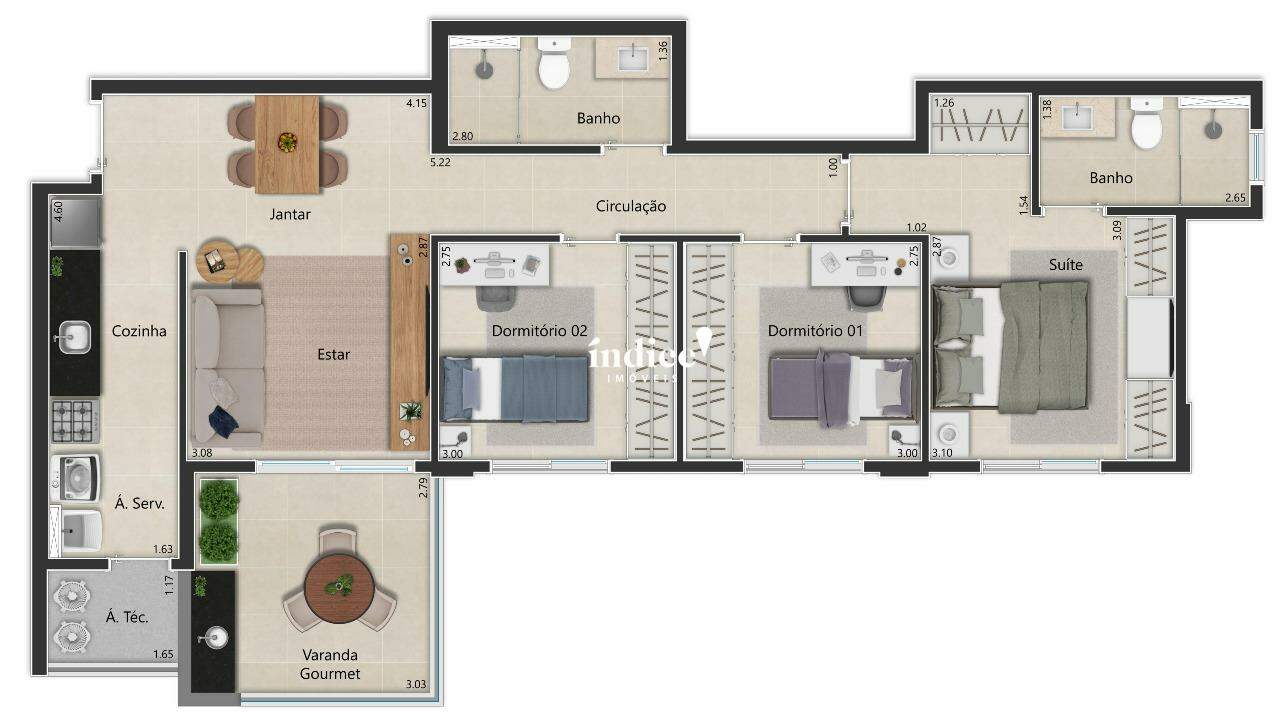 Apartamento para à venda no Jardim Olhos D`Água na cidade de Ribeirão Preto: 