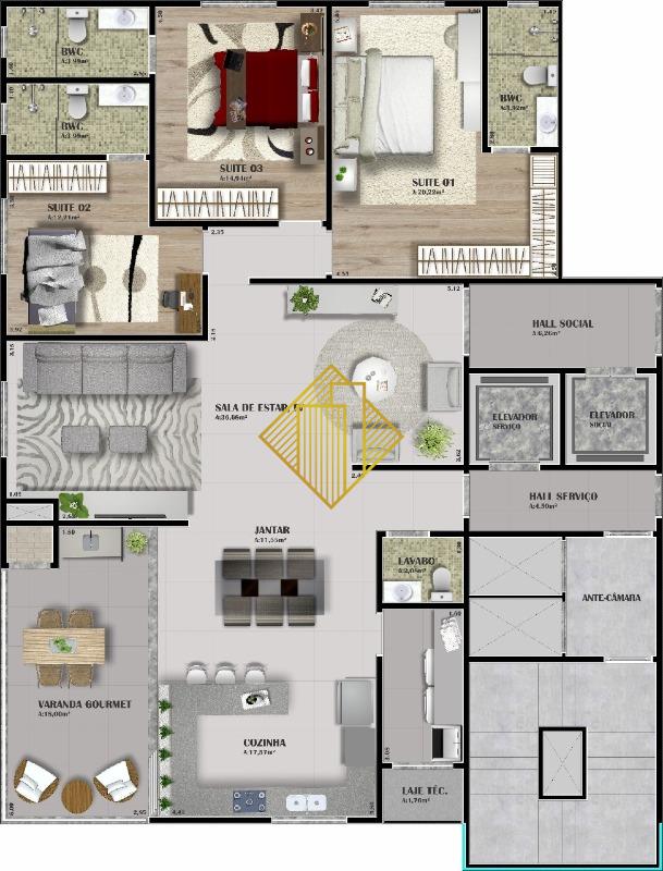 Apartamento à venda no Country: 