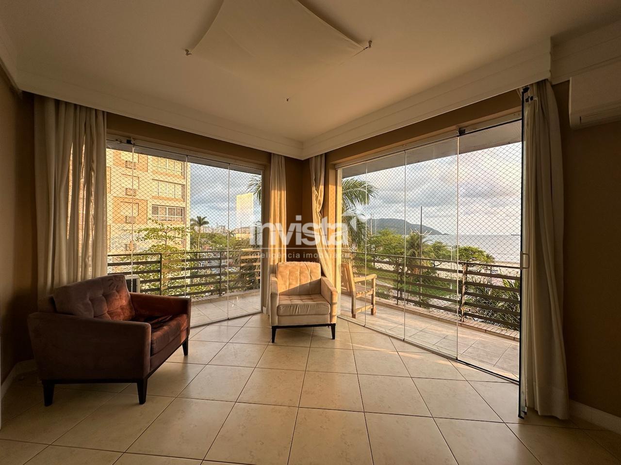Apartamento à venda, frente mar, 3 dormitórios, 123 m², reformado, Boqueirão-Santos