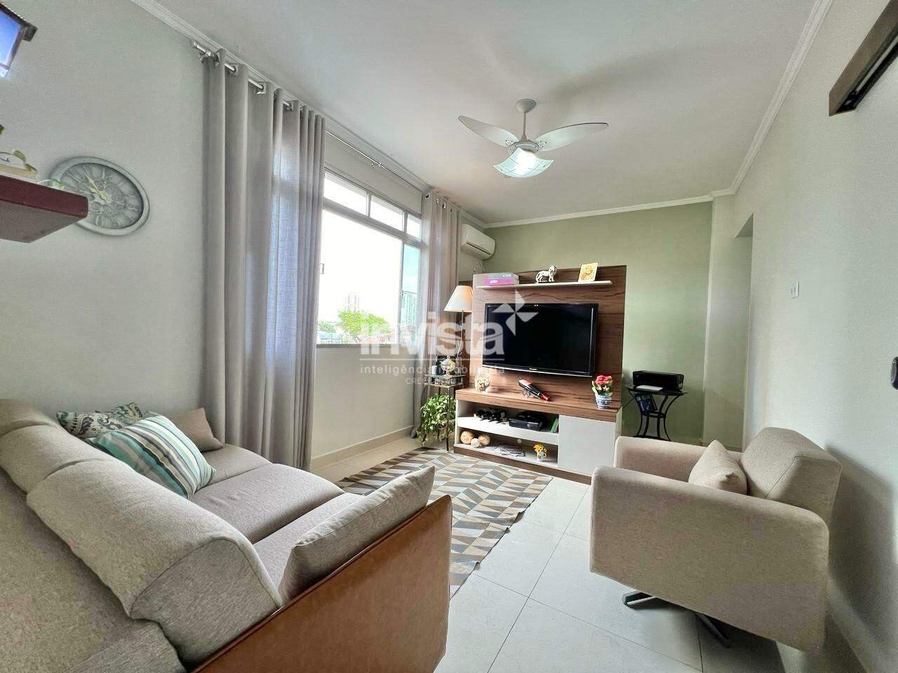 Apartamento com 2 quartos, 2 banheiros e garagem fechada no Macuco em Santos