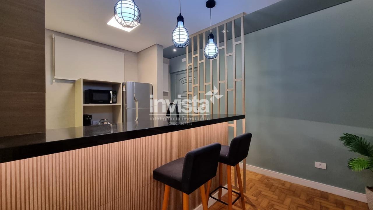Apartamento MOBILIADO e DECORADO com 1 Dormitorio &agrave; 100m da praia para Alugar no Jos&eacute; Menino em Santos - Santos