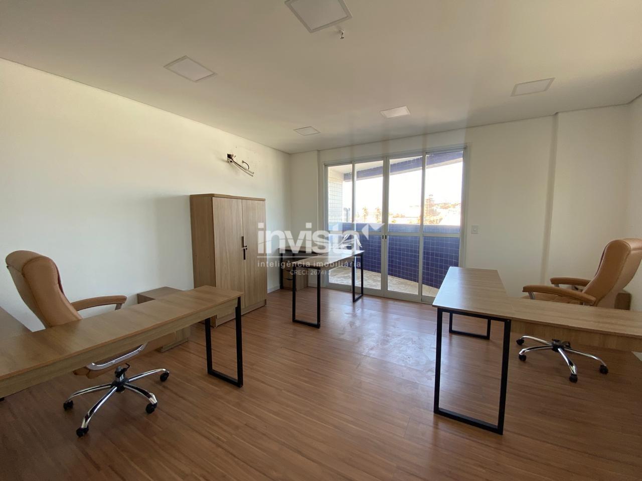 Sala comercial na ponta da Praia mobiliada.