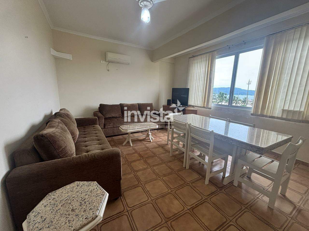 Apartamento mobiliado de frente ao mar – 2 dorm. na Pompeia (Santos) – 86 m²