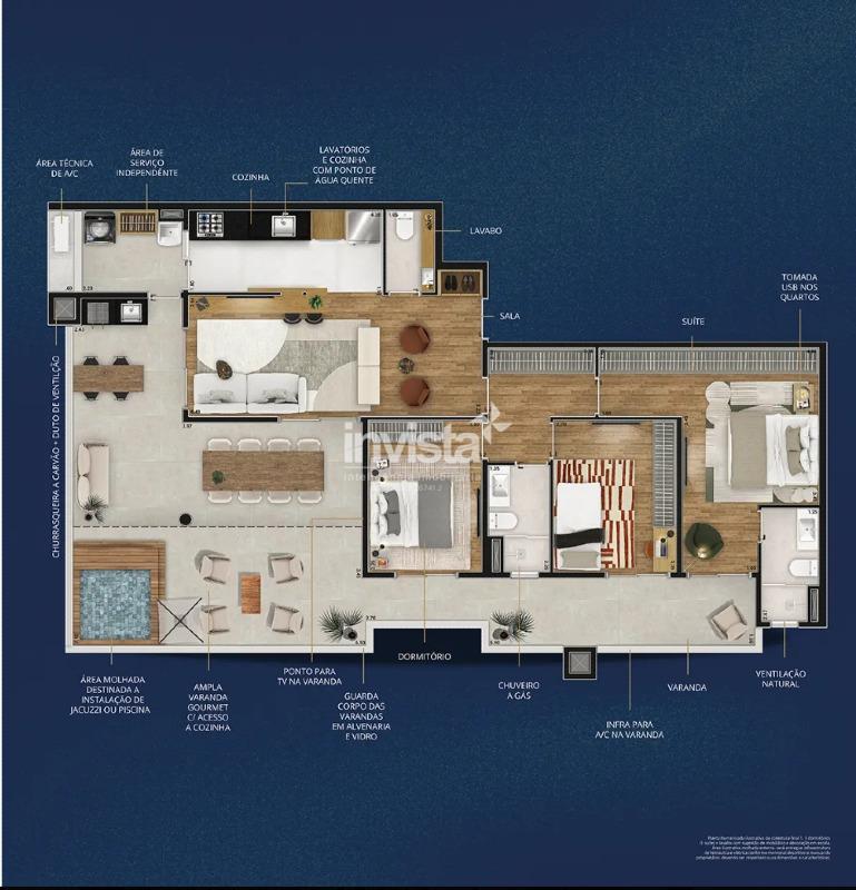 C&oacute;digo: 39127 R$ 2.295.000,00 Cobertura &agrave; venda no bairro Marap&eacute; 140 m&sup2; 3 quartos 2 vagas - Santos