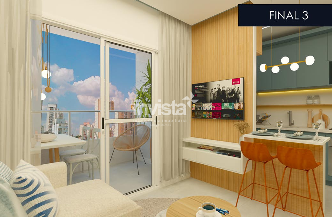 C&oacute;digo: 39203 R$ 372.000,00 Apartamento &agrave; venda no bairro Aparecida 39 m&sup2; 1 quarto 1 vaga - Santos