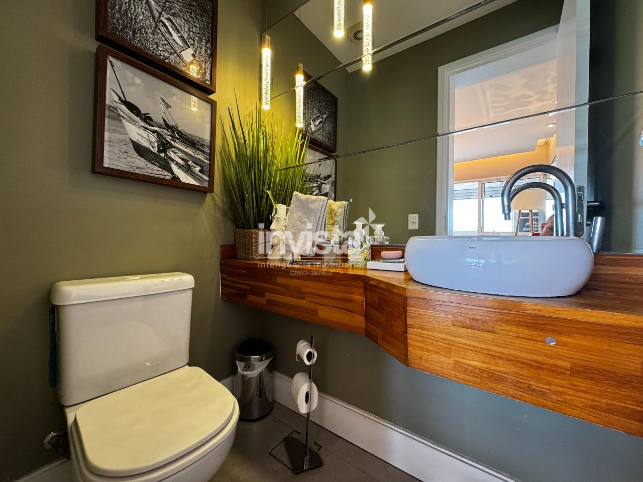 Apartamento 3 su&iacute;tes com vista mar e 3 vagas em Santos &ndash; Frente, Ponta da Praia - Santos