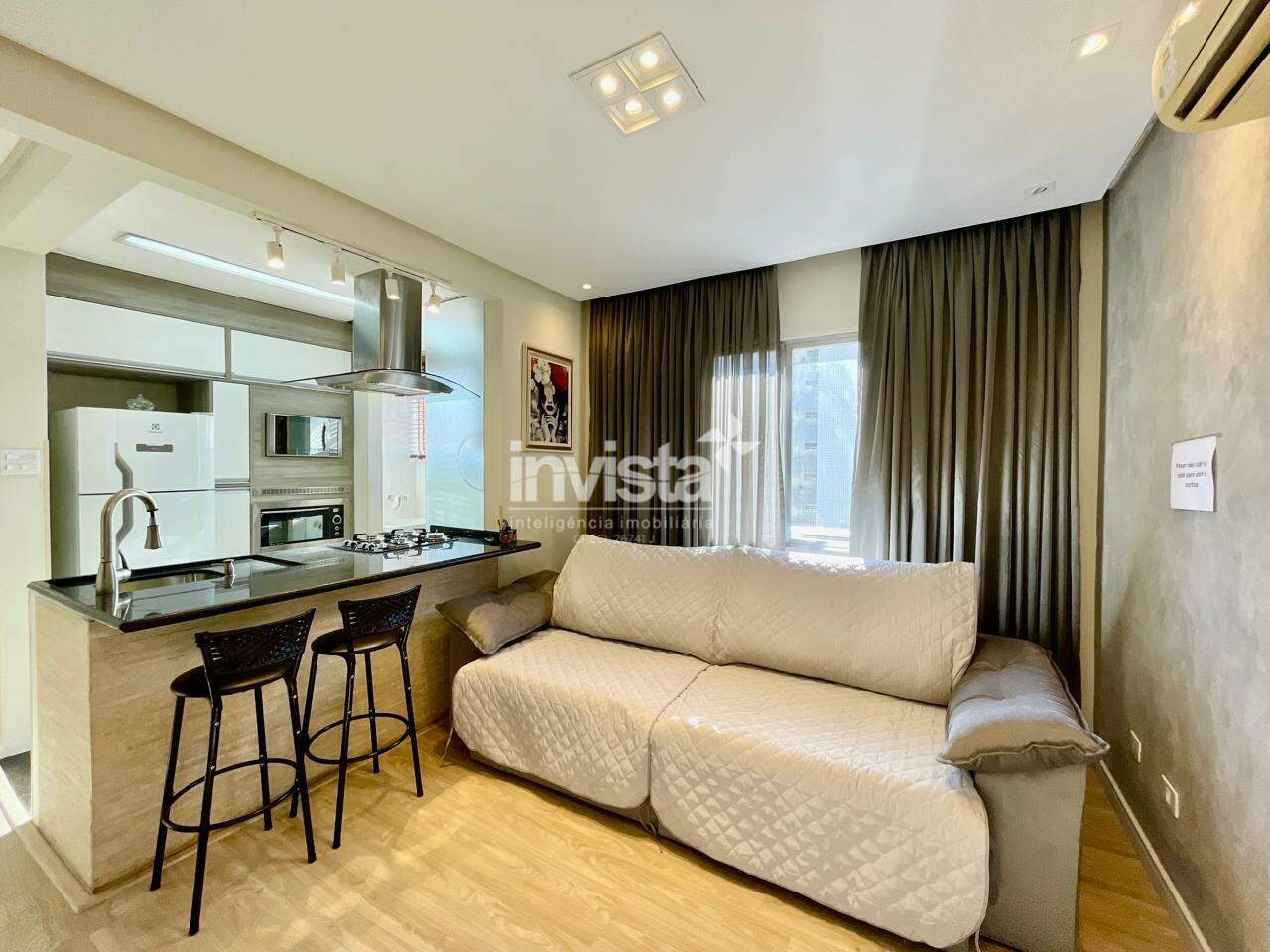 C&oacute;digo: 40690 R$ 6.500,00 Apartamento para alugar no bairro Gonzaga 50 m&sup2; 1 quarto 1 vaga - Santos