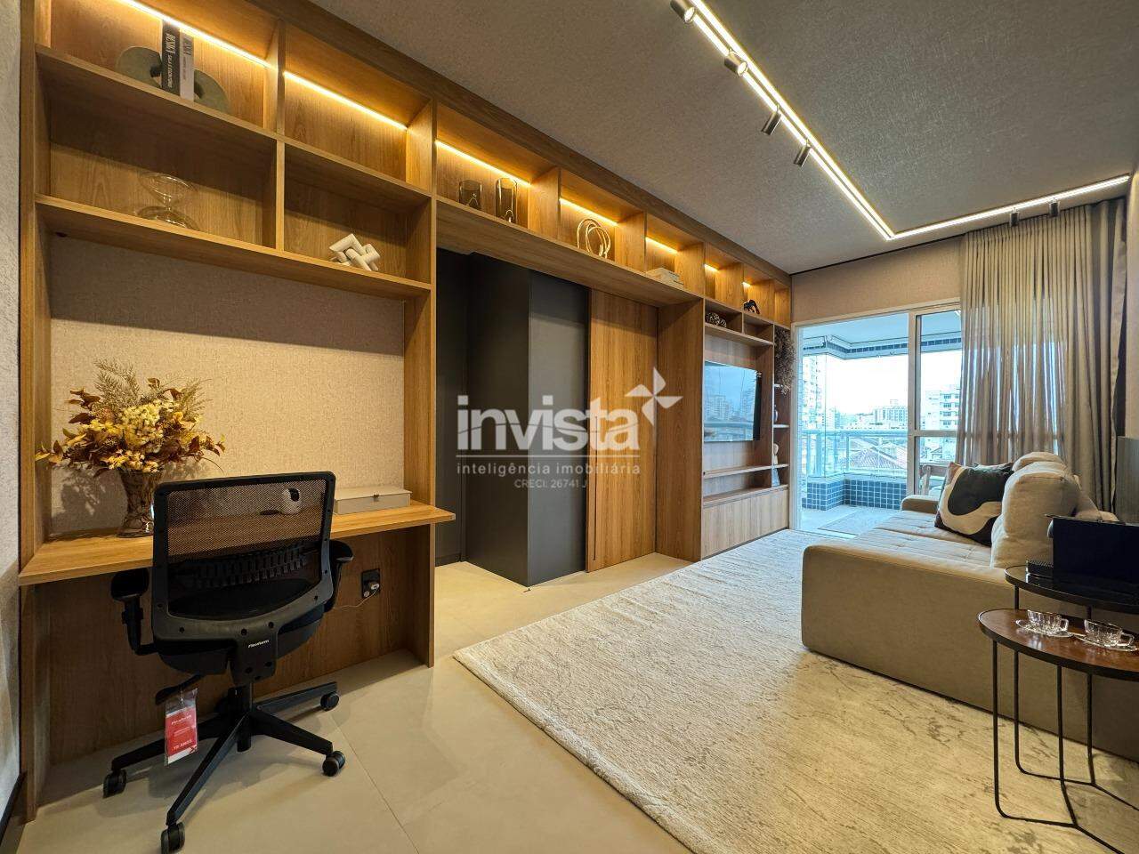Apartamento &agrave; venda no Boqueir&atilde;o (Santos) | 1 su&iacute;te, varanda gourmet e 1 vaga - Santos
