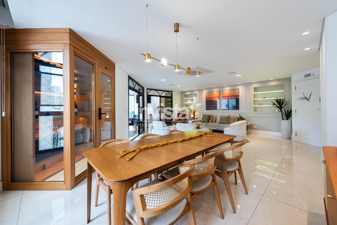 Venda: Apartamento residencial de 213 m&sup2; com 3 su&iacute;tes, 3 vagas e varanda gourmet em Boqueir&atilde;o, Santos - Santos
