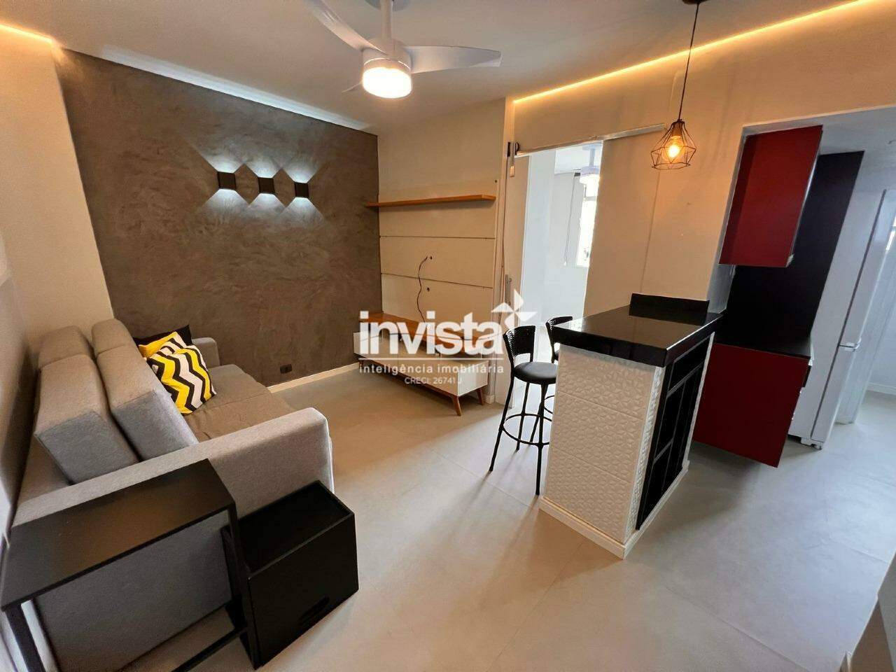 C&oacute;digo: 41387 R$ 3.900,00 Apartamento para alugar no bairro Ponta da Praia 50 m&sup2; 1 quarto 1 vaga - Santos