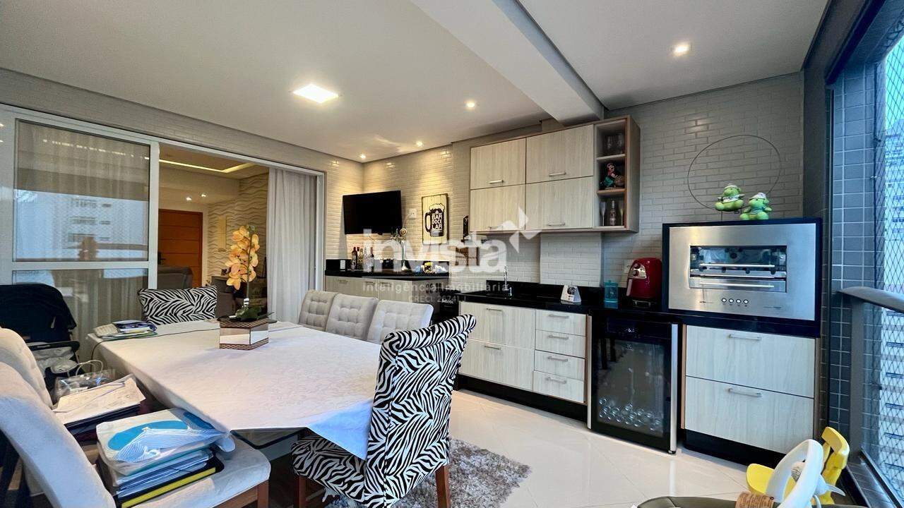Apartamento para loca&ccedil;&atilde;o no Embar&eacute;, a 1 quadra da praia &ndash; 128 m&sup2;, 3 su&iacute;tes e 2 vagas - Santos