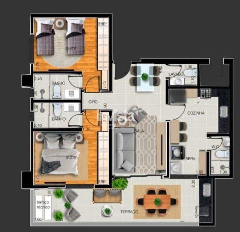 C&oacute;digo: 41944 R$ 2.050.000,00 Apartamento &agrave; venda em Santos-SP no bairro Embar&eacute;, com 2 dormit&oacute;rios e 97m&sup2; 97 m&sup2; 2 quartos 2 vagas - Santos