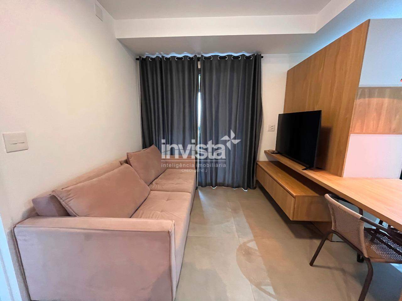 Apartamento Mobiliado 1 Dorm, 54m&sup2; com 2 Salas e Varanda &mdash; Boqueir&atilde;o, Santos - Santos