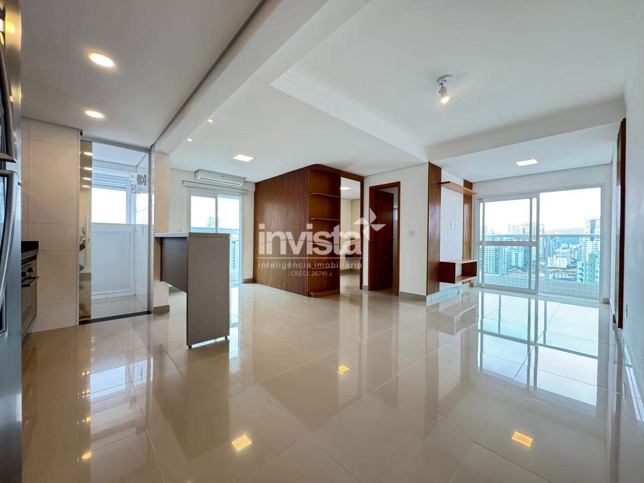 Apartamento 2 dorms (1 revertido) (2 salas) com vista mar e 1 vaga no Embar&eacute; &ndash; Santos/SP - Santos
