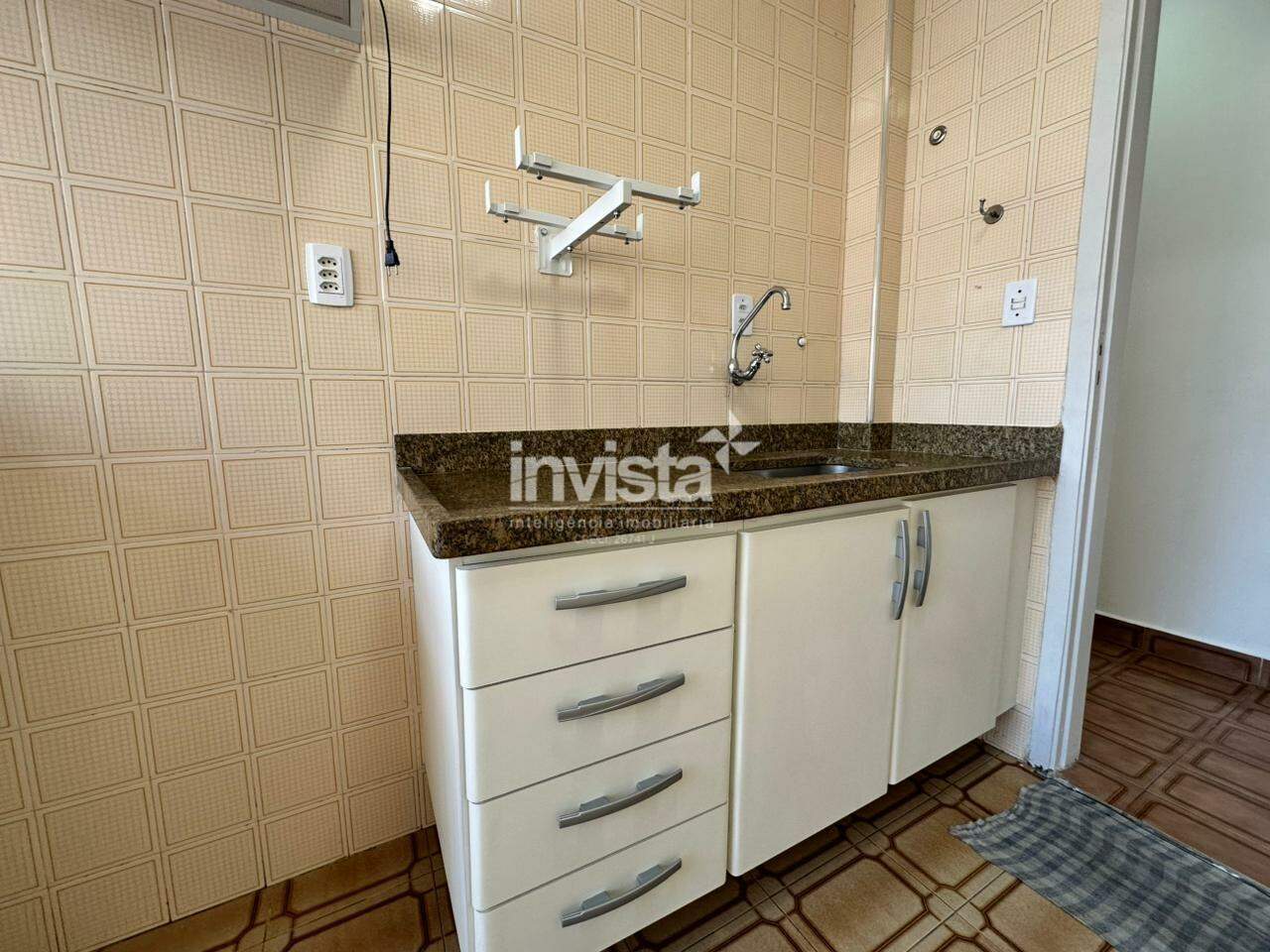 Aluguel: Apartamento em pr&eacute;dio frente mar no Embar&eacute; (Santos) &ndash; 1 Dorm, 1 Vaga e Vista Mar - Santos