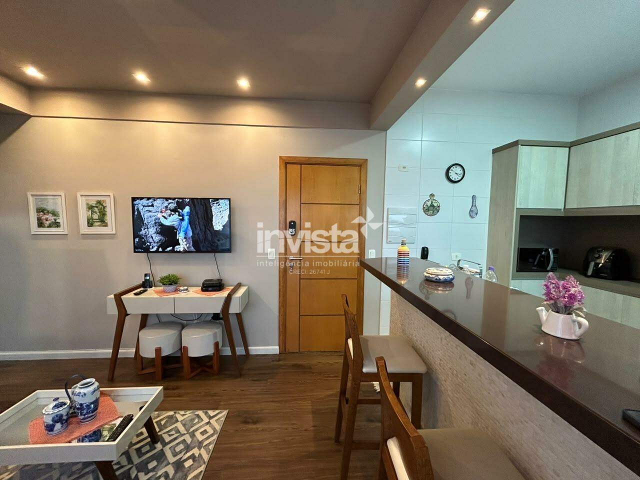 Apartamento de 1 quarto, mobiliado, com piscina na Encruzilhada. - Santos