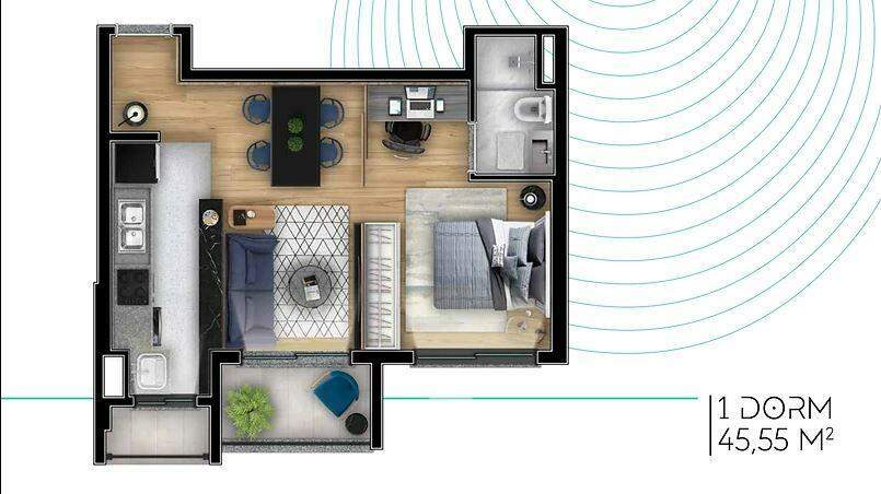 Apartamento à venda com 1 quarto, 46m² - Foto 9