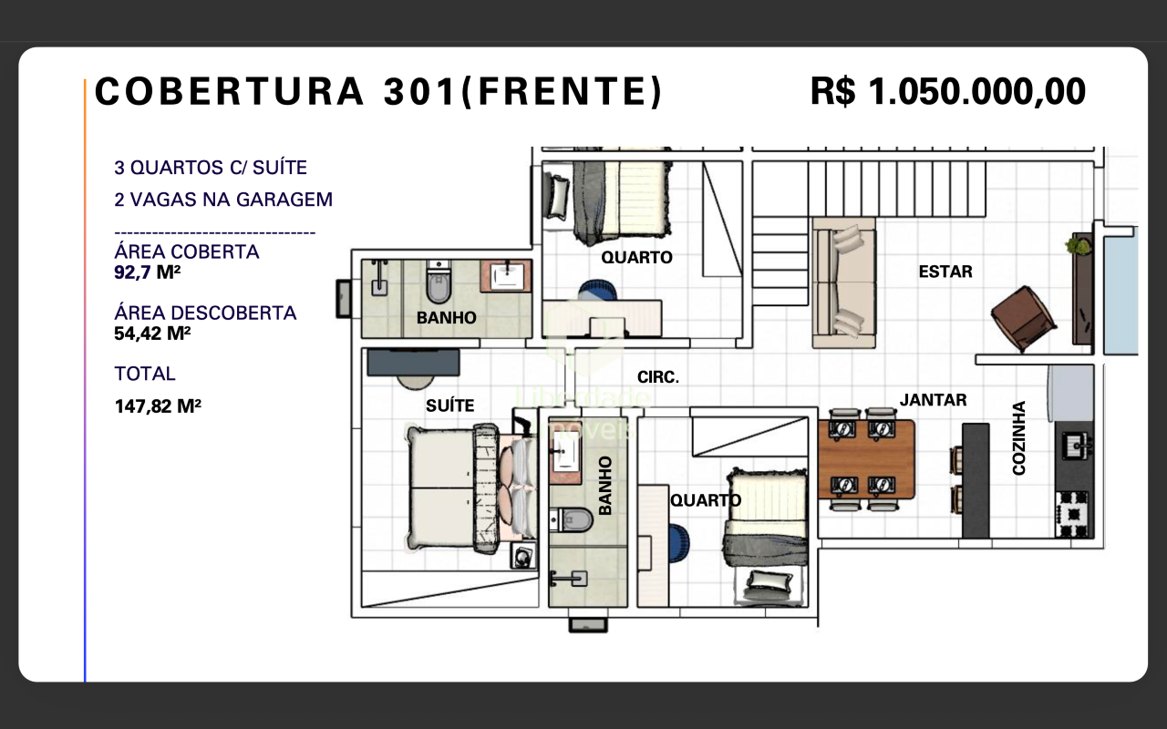 Cobertura à venda, 3 quartos no Caiçara.: 