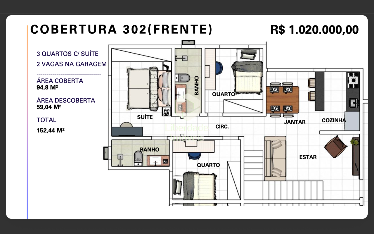 Cobertura à venda, 3 quartos no Caiçara.: 