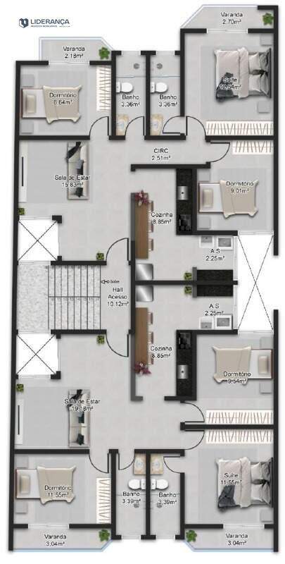 apartamento à venda no Moacir Maria: Planta 2° pavimento