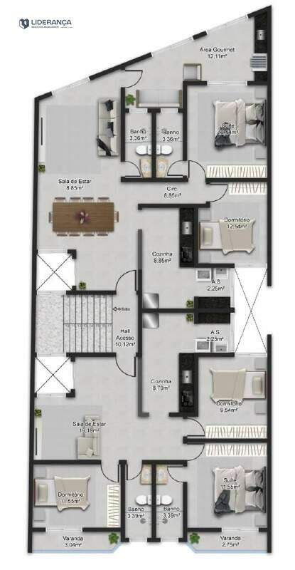 apartamento à venda no Moacir Maria: Planta 1° pavimento