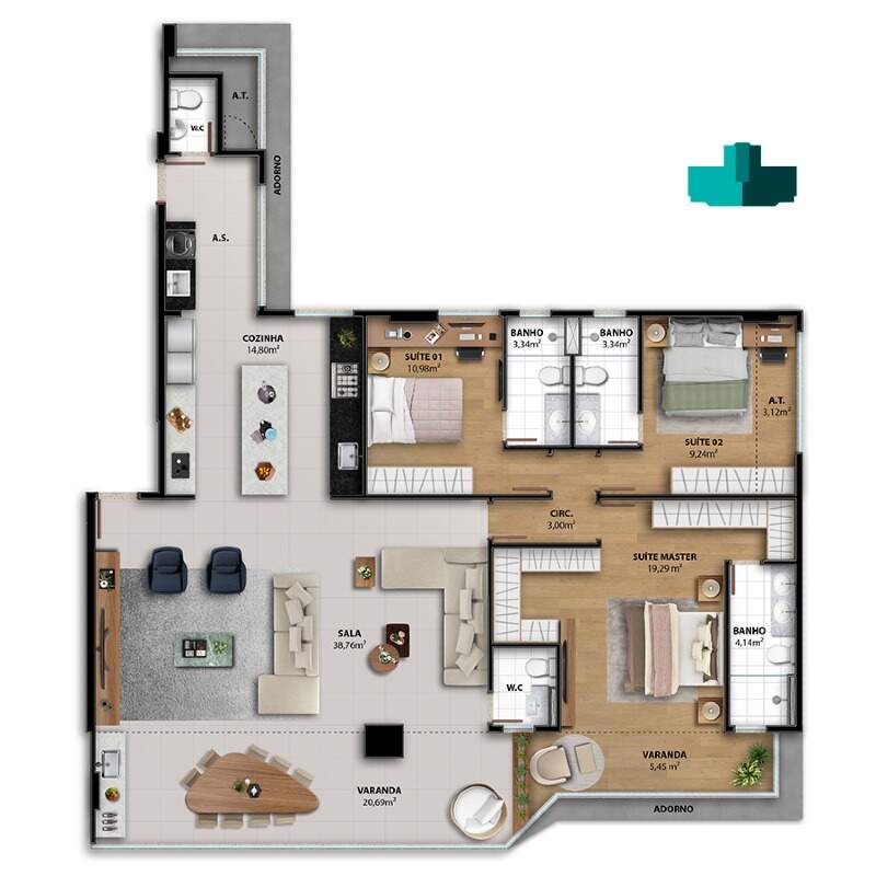 Apartamento à venda com 4 quartos, 162m² - Foto 24