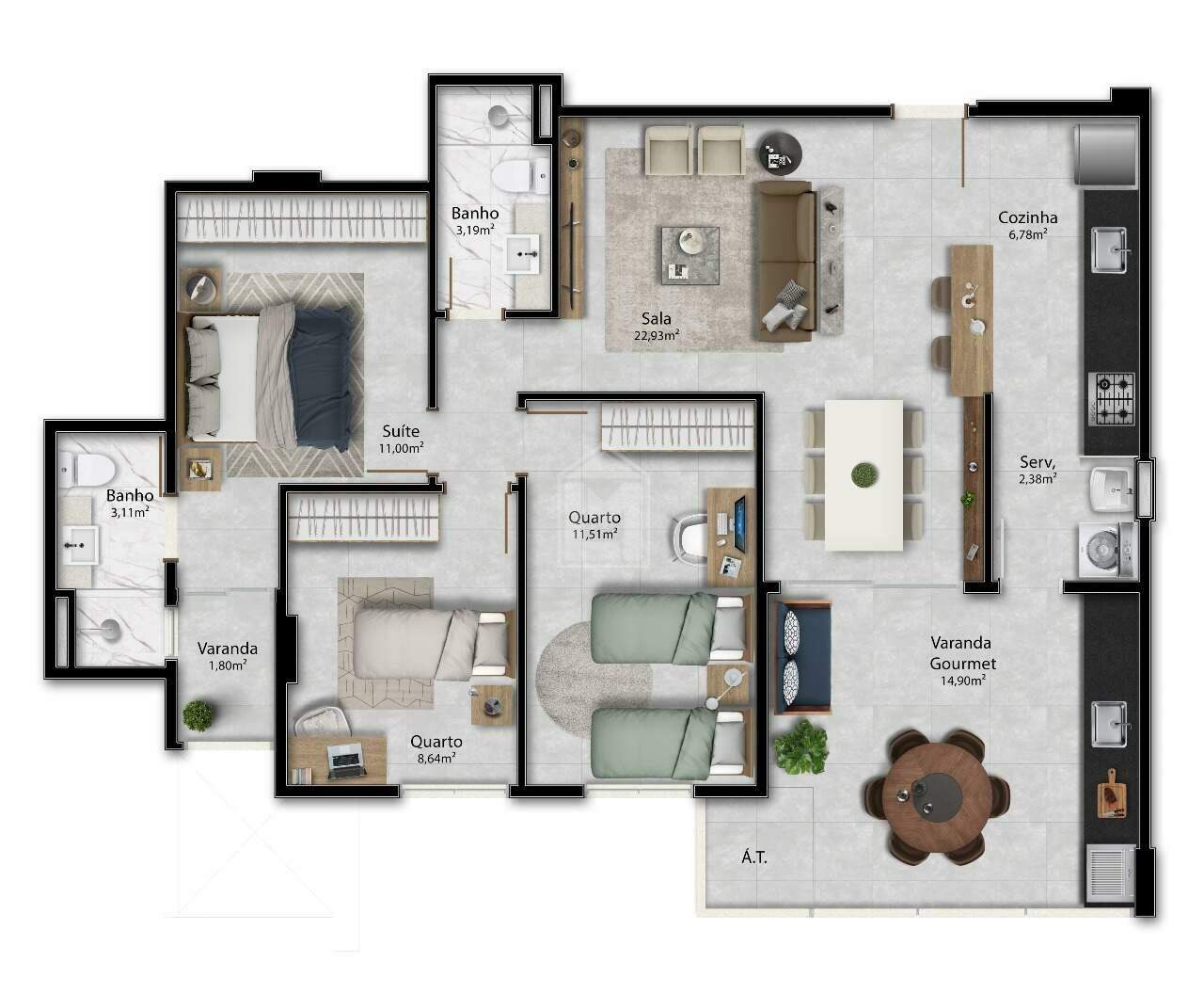 Apartamento à venda com 3 quartos, 93m² - Foto 24